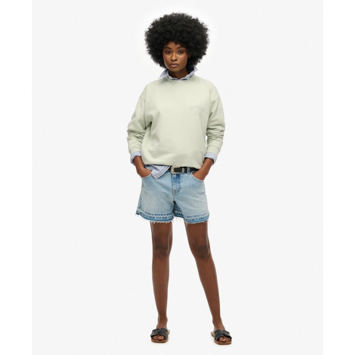 Sweat ras du cou ample Sport Luxe bleu fumé, SUPERDRY
