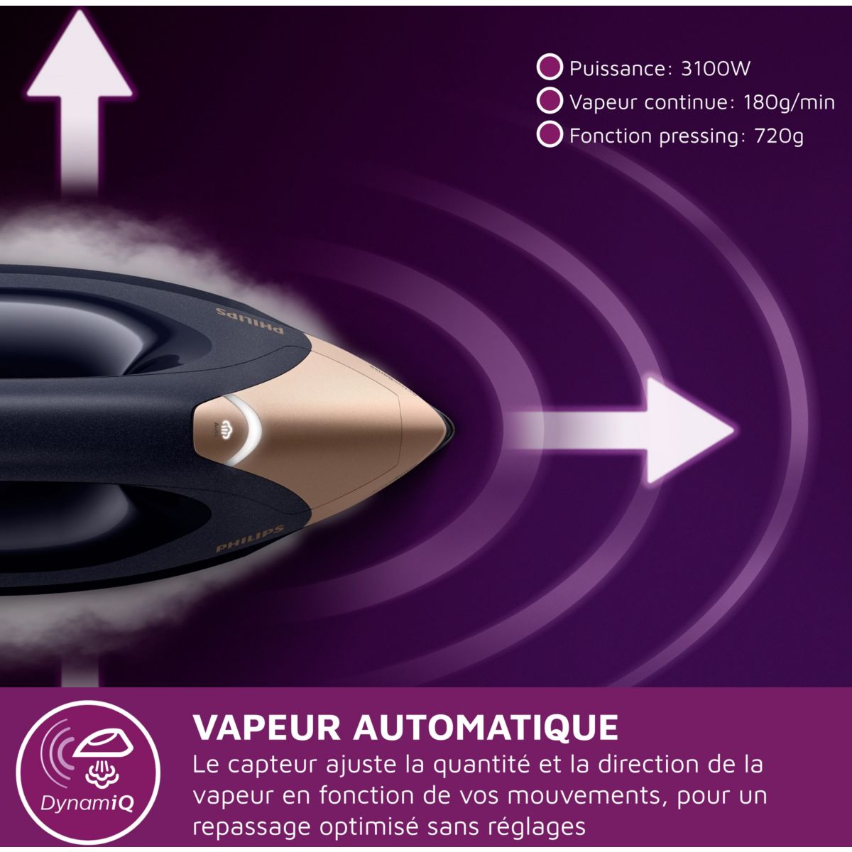 Centrale vapeur PSG9030/20 noir et rose doré 1,8L bleu, PHILIPS
