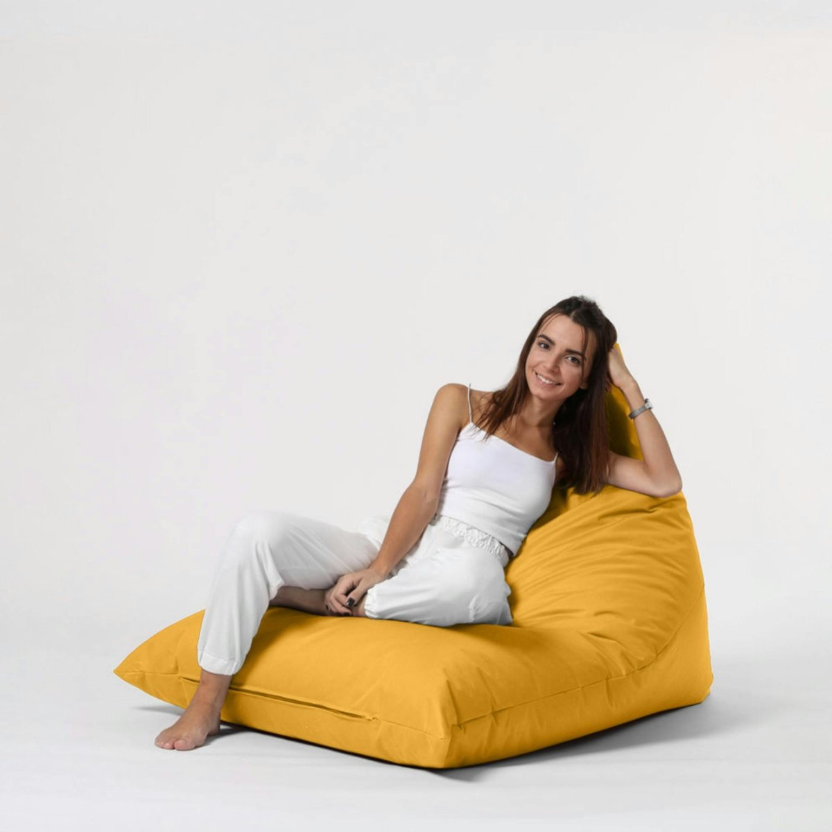 Pouf berlingot pour jardin et terrasse ARTA jaune, PIER IMPORT