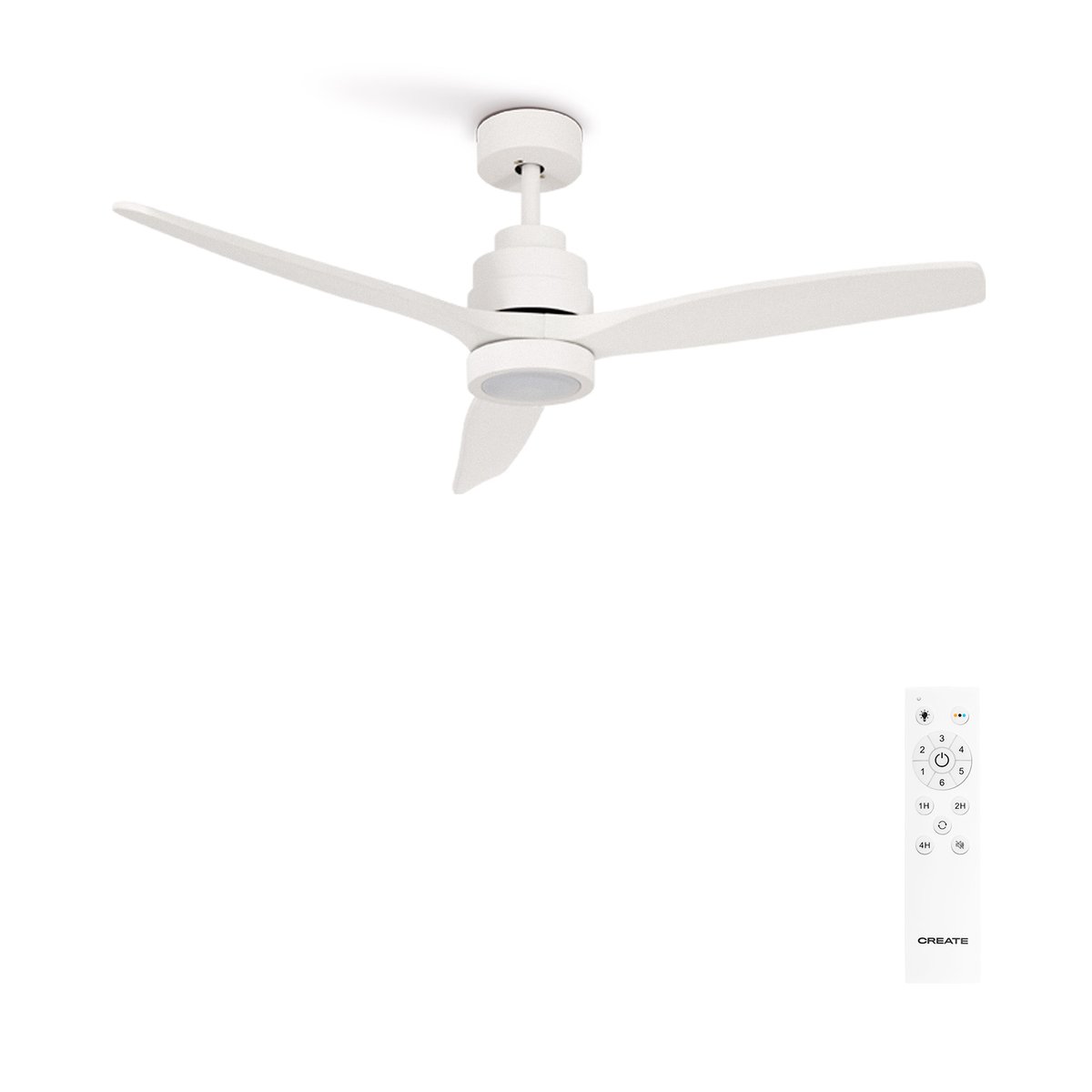 Ventilateur de plafond 40W avec lumière et télécommande WIND STYLANCE NATURAL WOOD blanc/blanc, CREATE