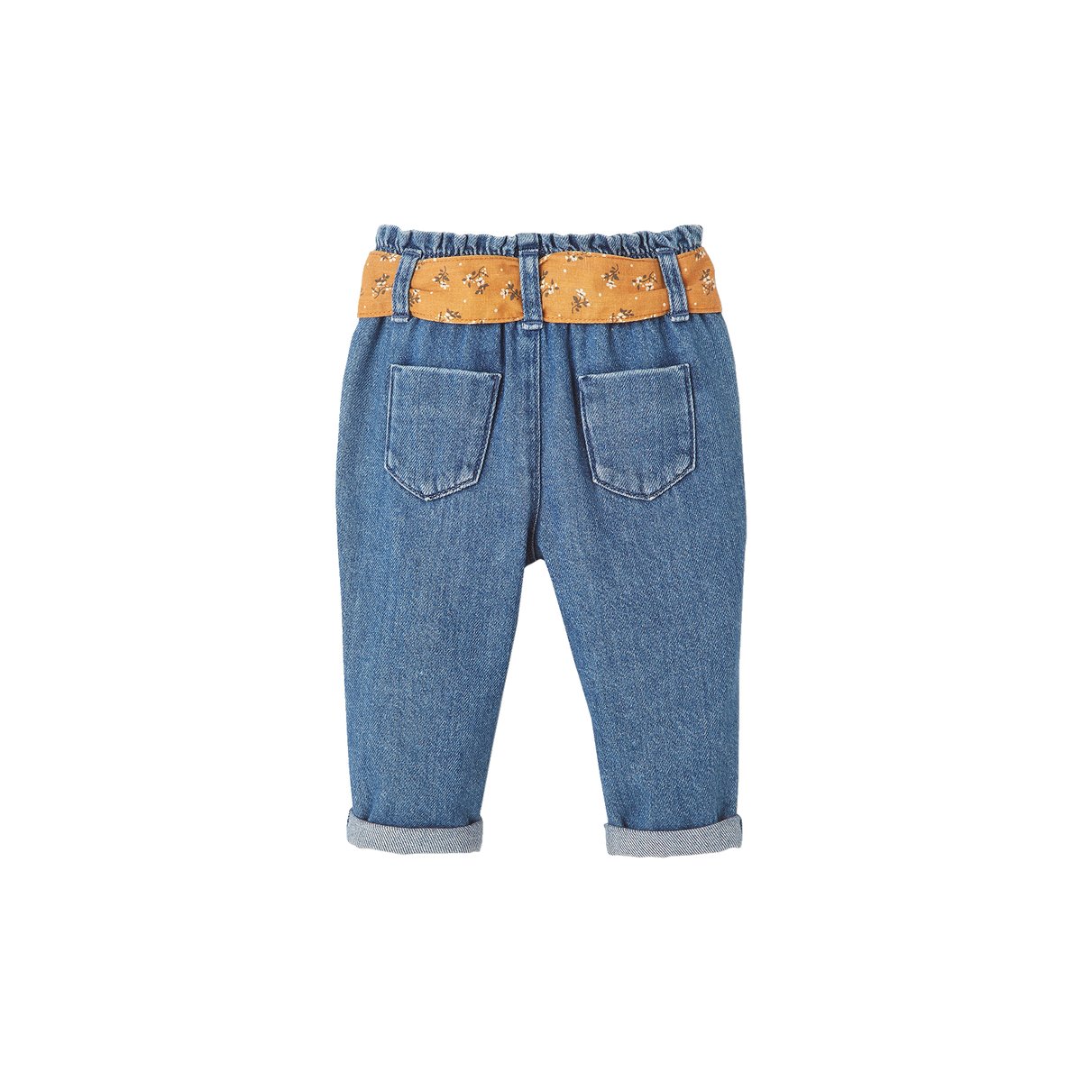 Jean paperbag avec ceinture denim stone, VERTBAUDET