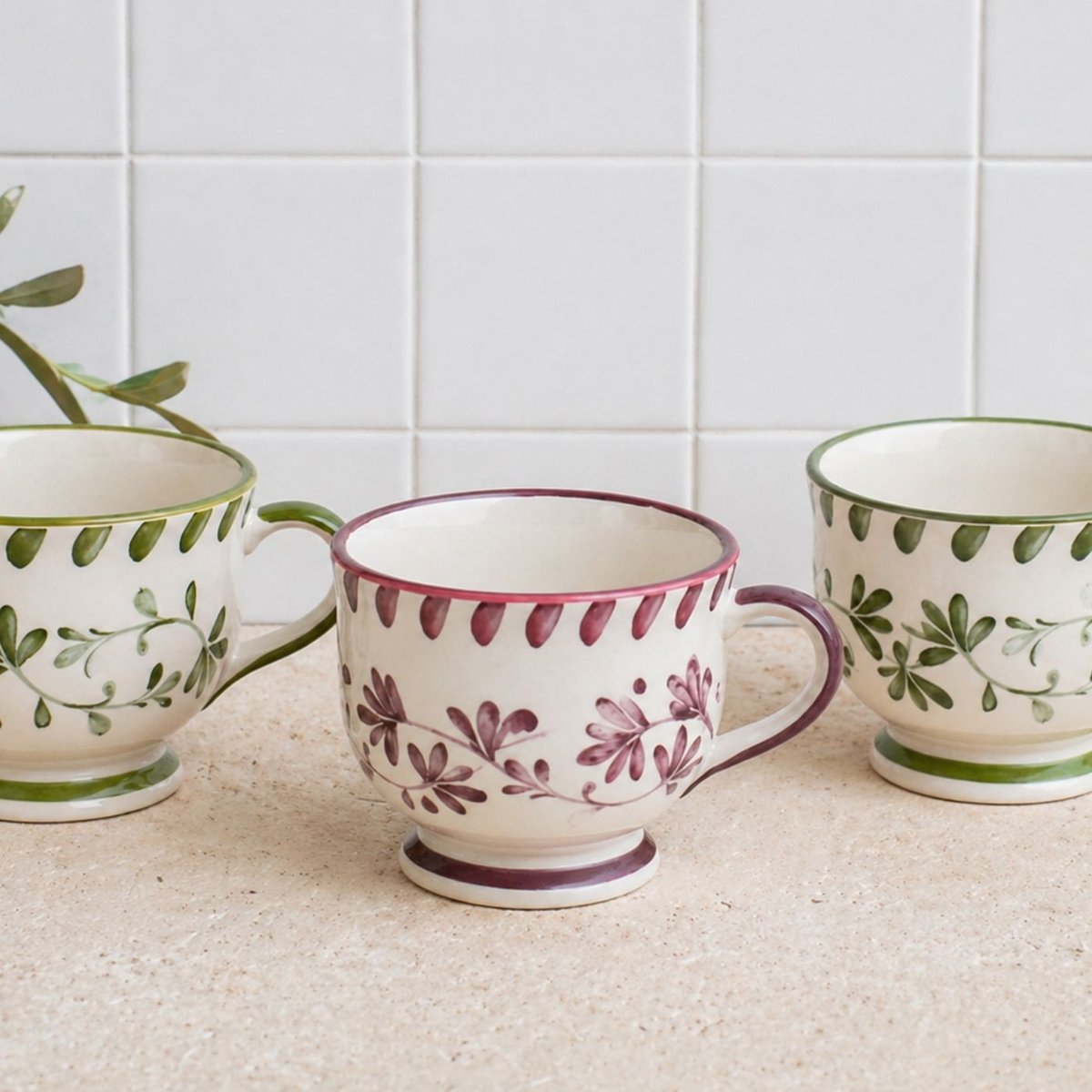 Lot de 6 mugs à pieds, TRATTORIA bleu, ARTIME