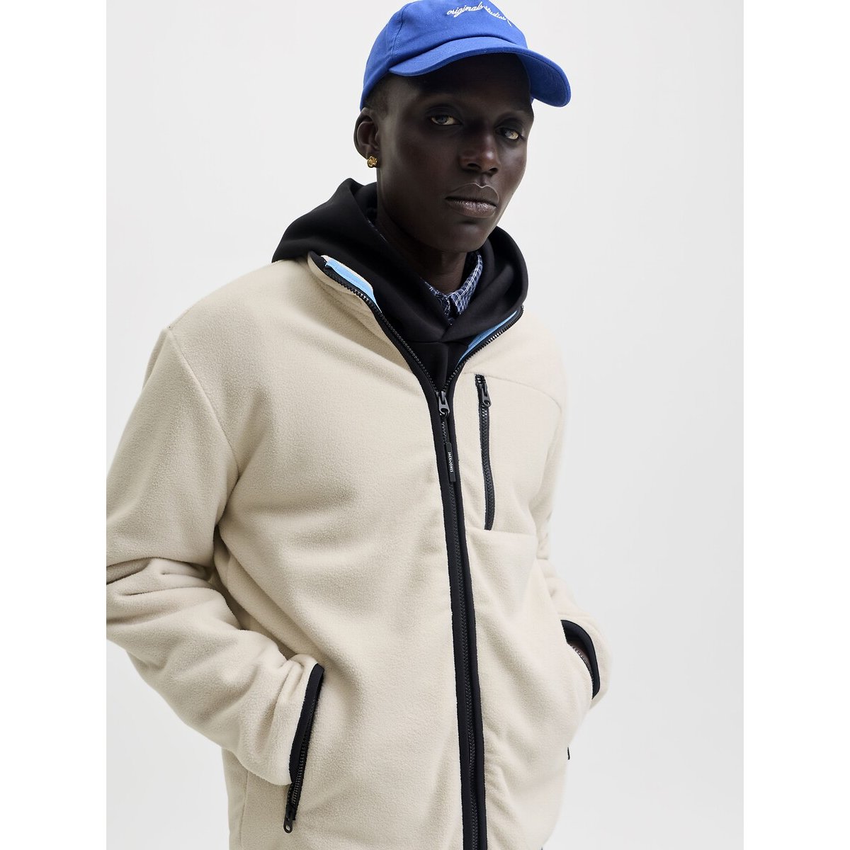 Veste col montant, full zip, LUPO beige clair, JACK & JONES