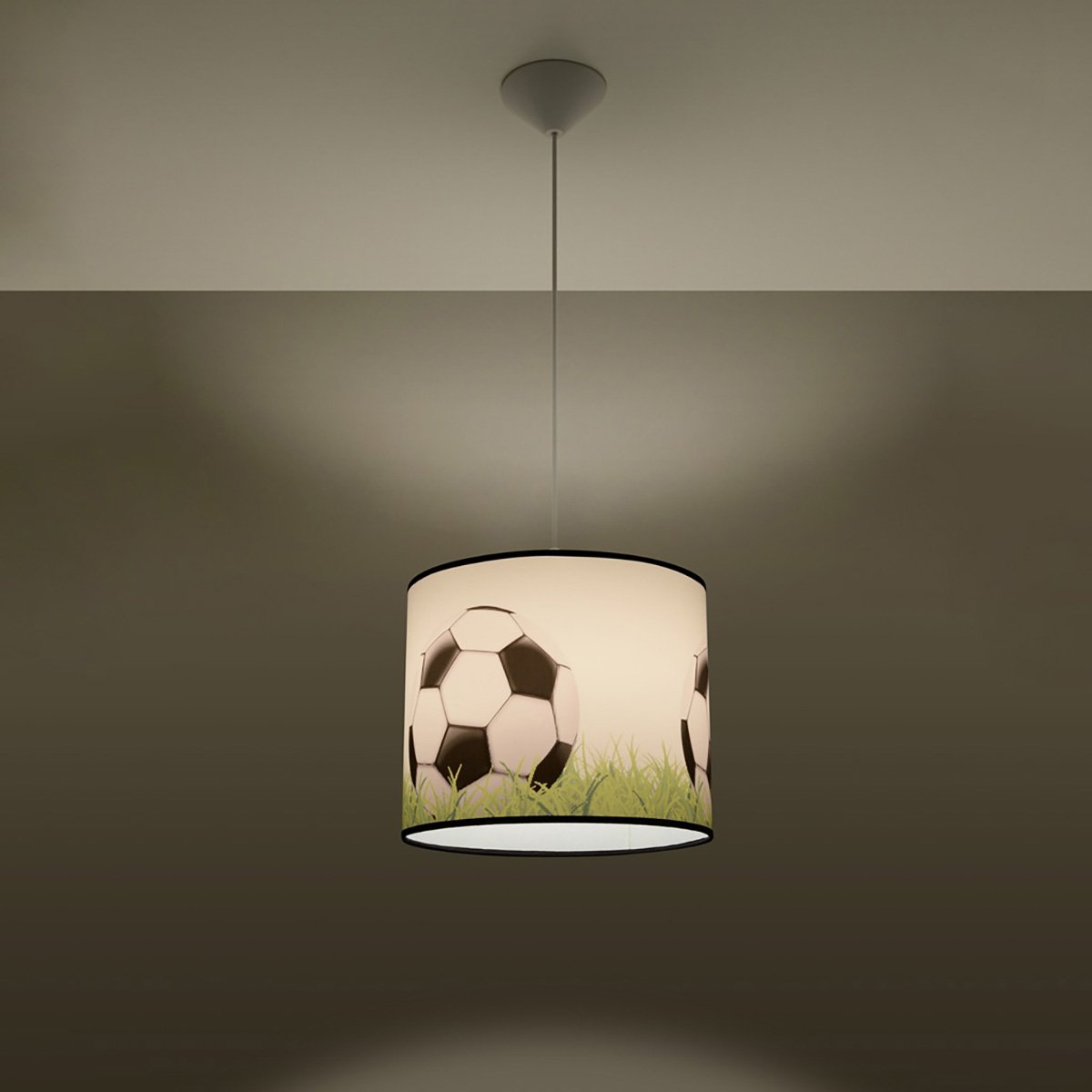 Suspension PVC Blanc/noir/vert E27 1 Football C30 blanc, EDEN