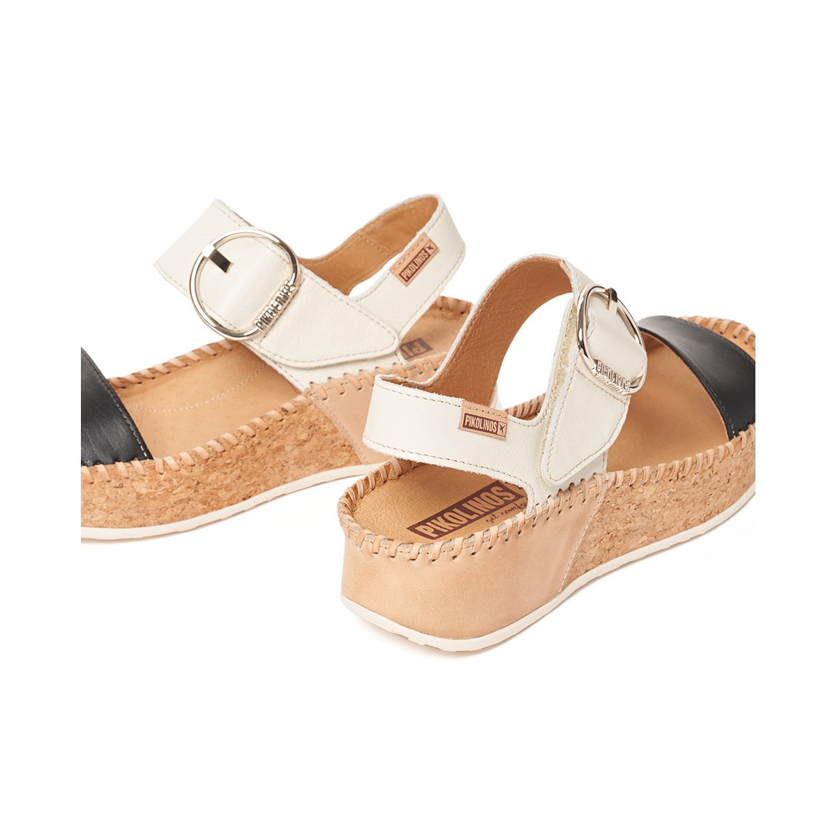 Sandales à semelles compensées cuir Marina black, PIKOLINOS