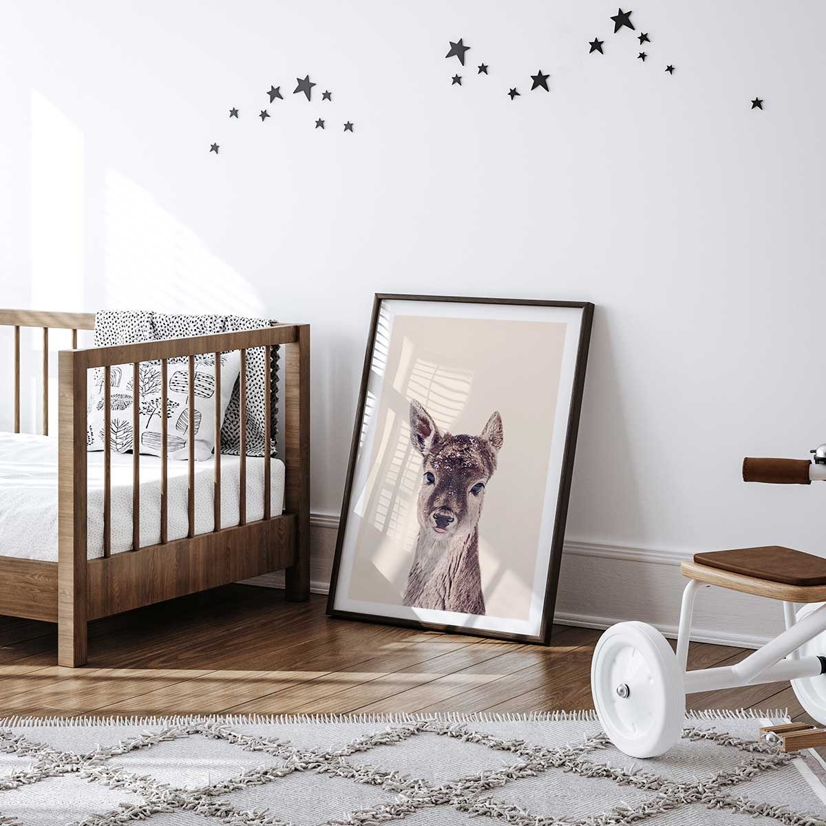 Affiche enfant biche enneigée affiche seule, HEXOA