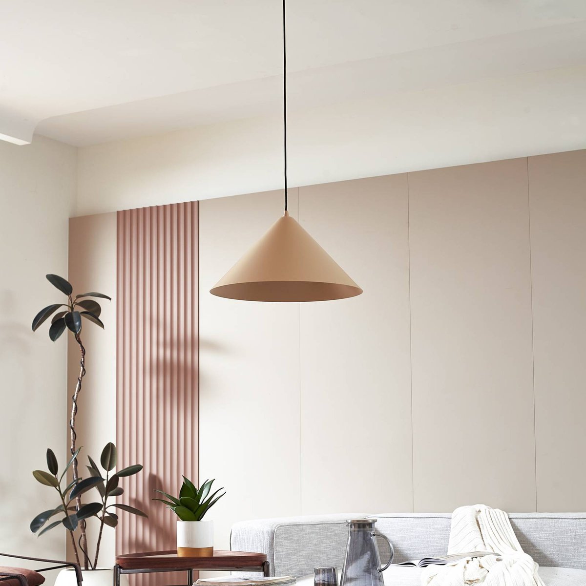 Suspension en métal moderne, Clarine beige, LINDBY