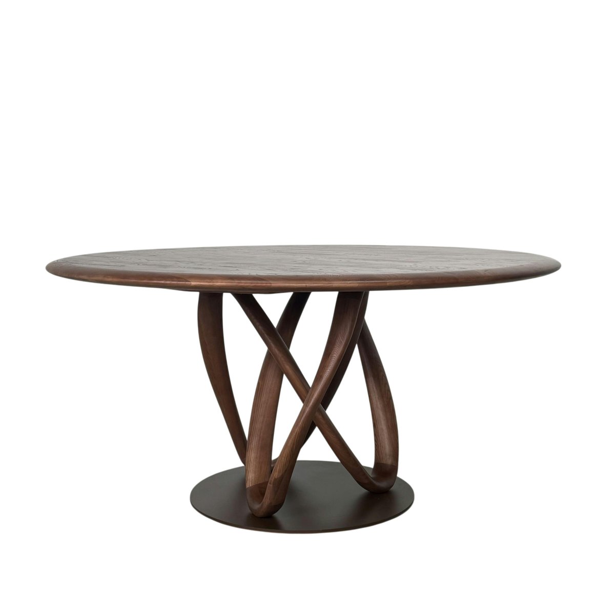 Table ronde bois de frêne à pied design torsadé Ø150 cm ALDER marron, PIER IMPORT
