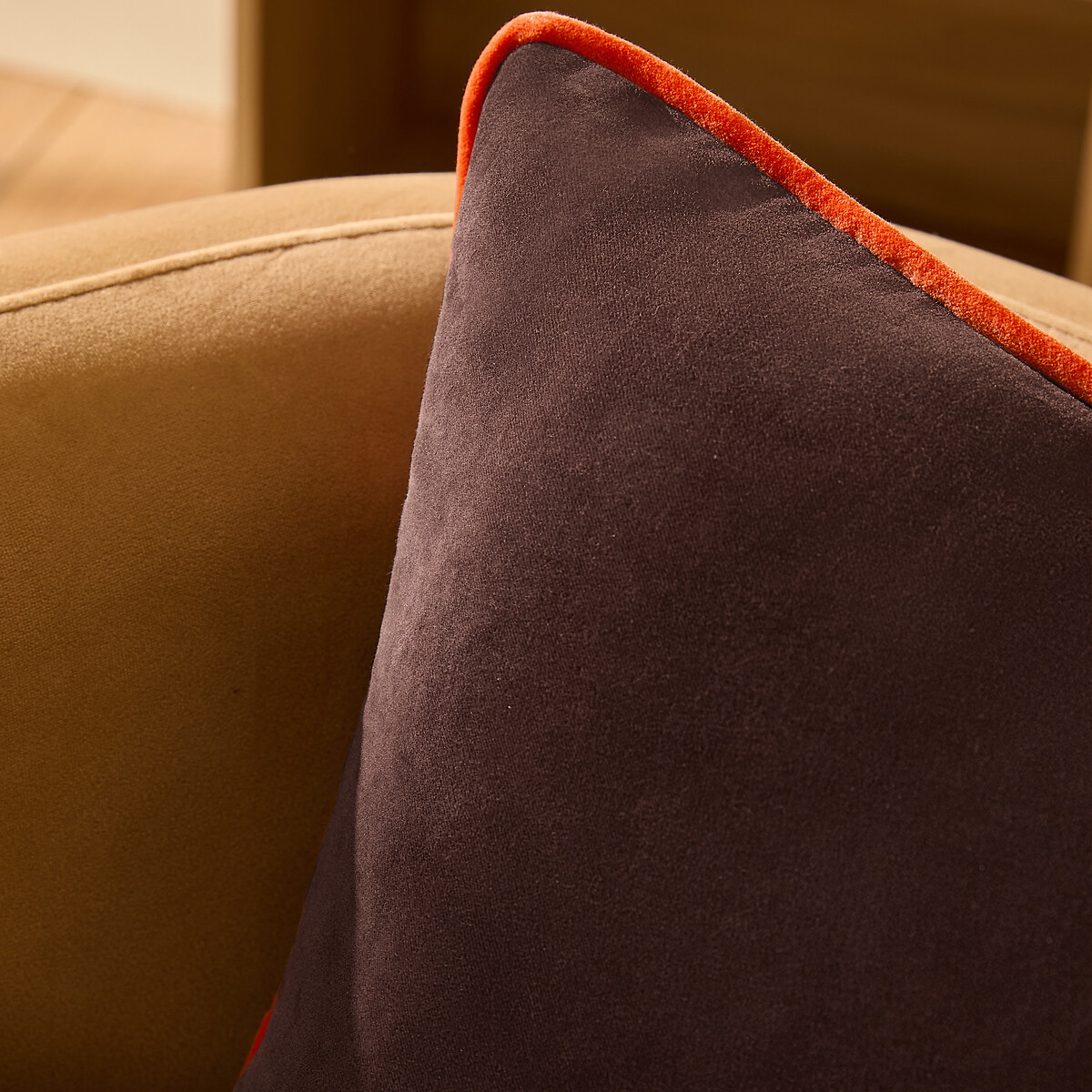 MADE.COM Bailey Brushed Cotton Velvet Filled Cushion chocolate, MADE