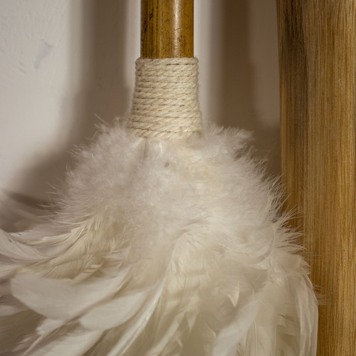 Plumeau décoratif en bambou et plumes blanc-naturel, NOW'S HOME