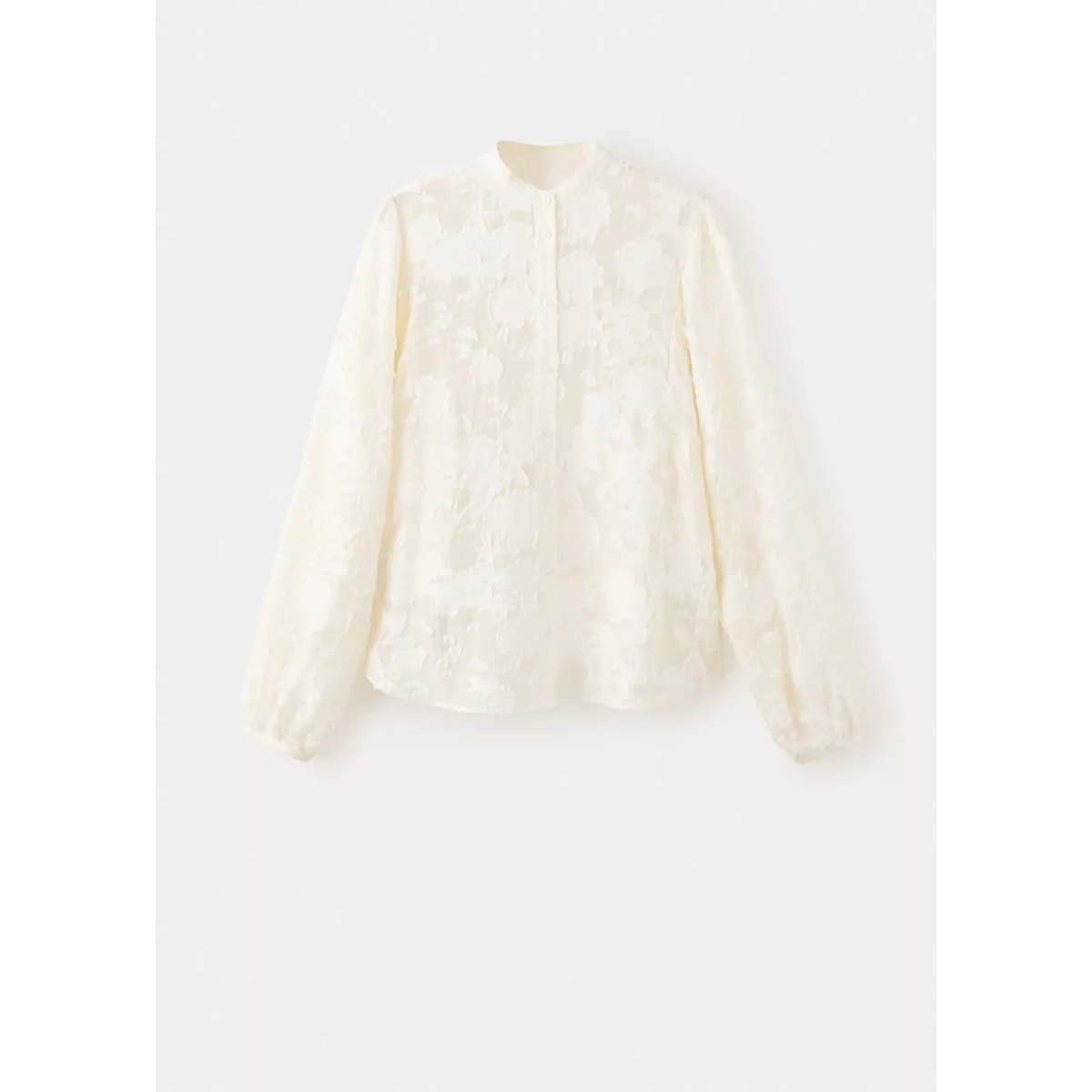 Blouse Lyocell détails brodés blanc cassé, MANGO