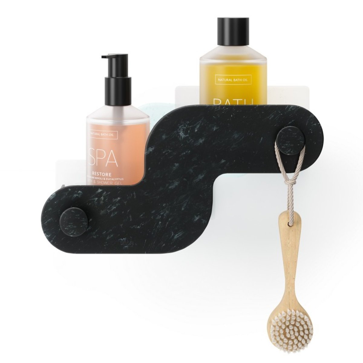 Etagère de douche design ventouse NAMI set de 2 noir, UMBRA