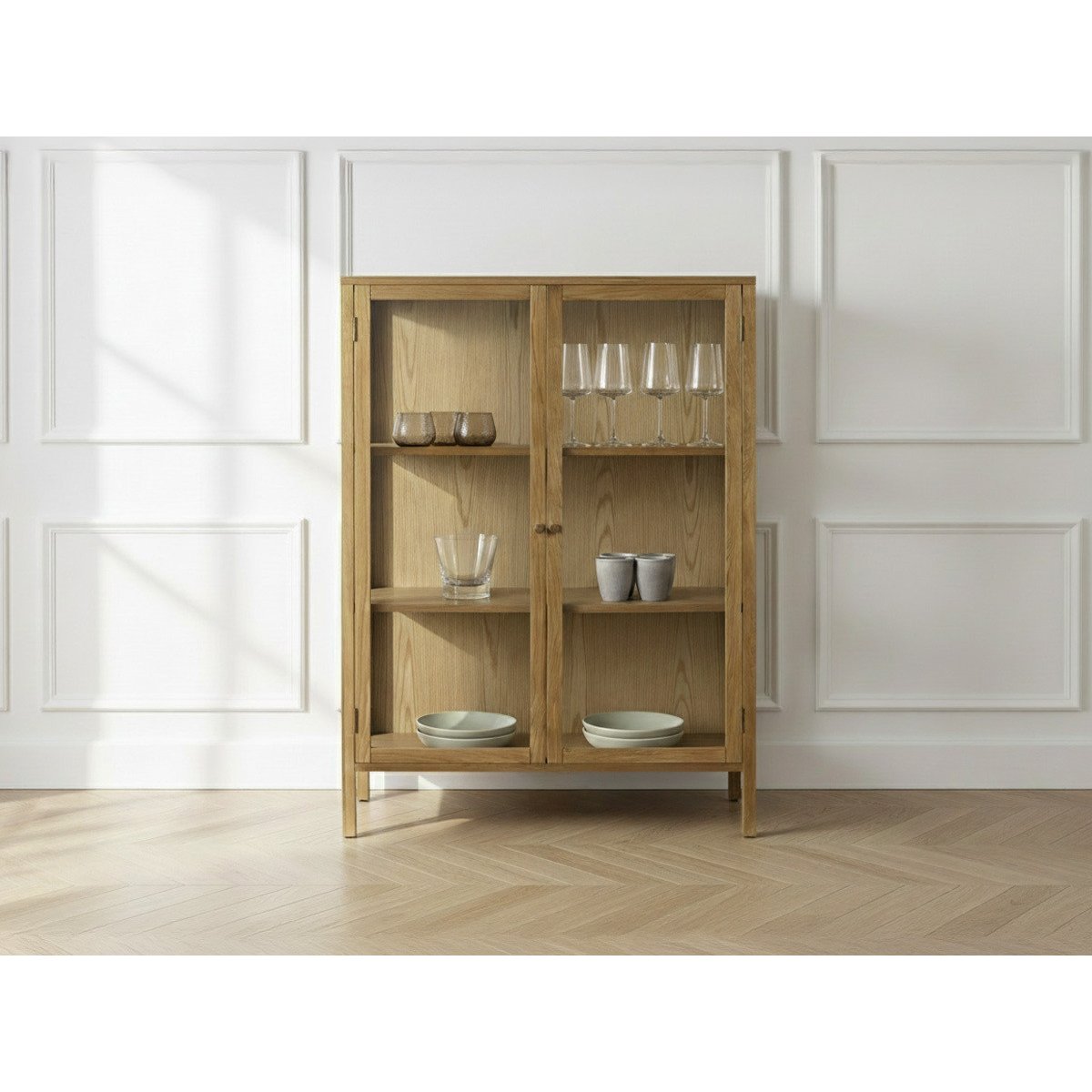 Buffet en placage portes 90 cm, CARMEN marron clair, BOBOCHIC