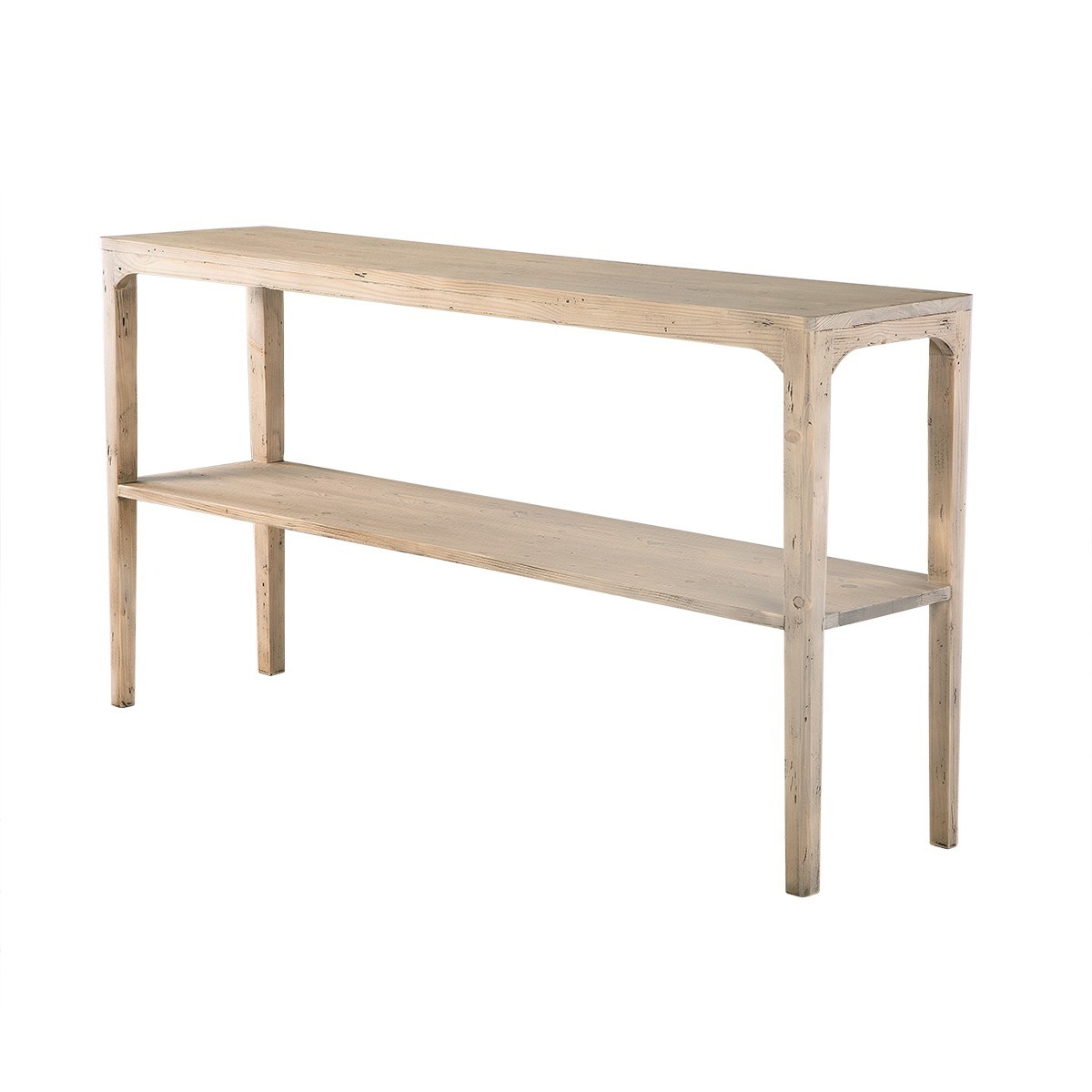 Console double plateaux en pin massif - HENRI bois foncé, SIGNATURE