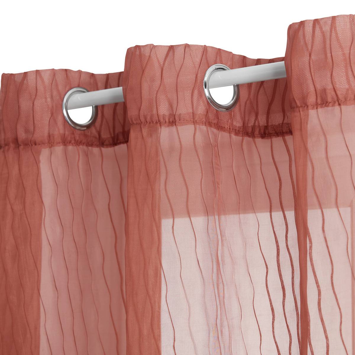 Voilage rayures texturées MILA terracotta, ATMOSPHERA