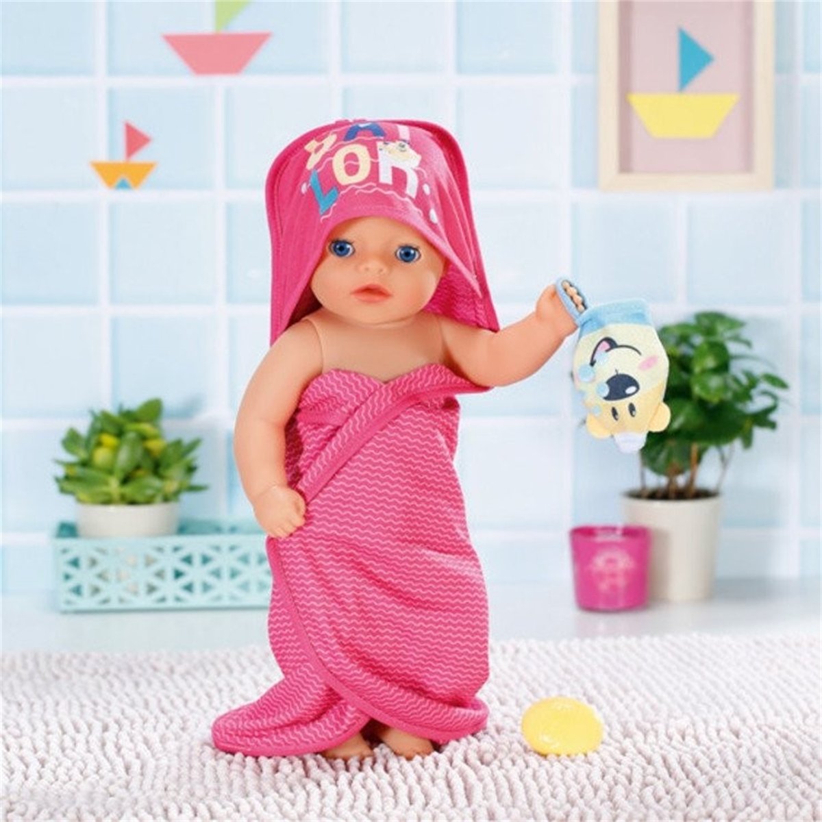 BABY born Bath Serviette de bain à capuche et gant de toilettes multicolore, ZAPF CREATION