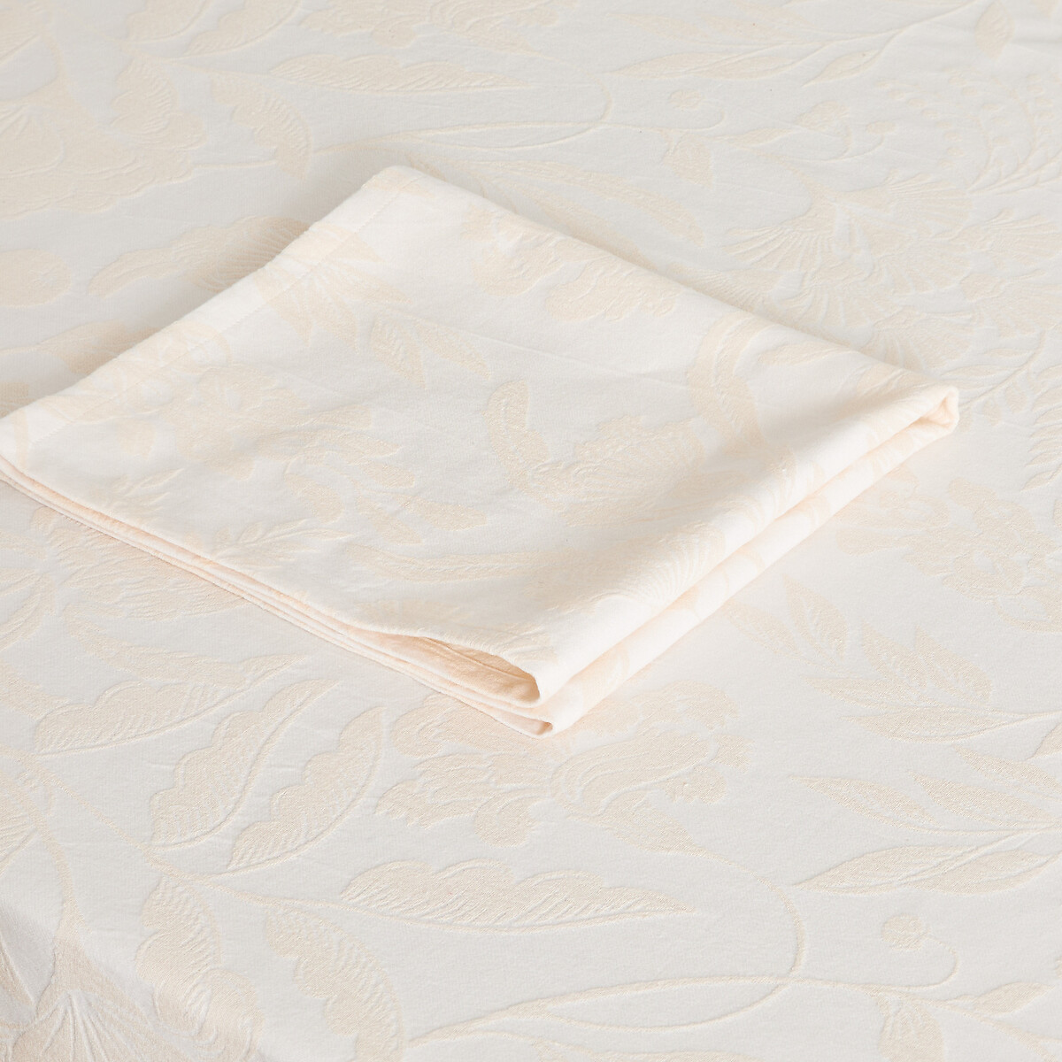 Nappe ronde en coton jacquard, LINDA ivoire, LA REDOUTE INTERIEURS