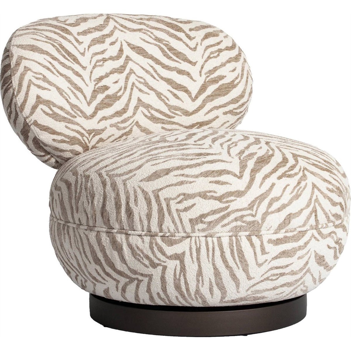 Fauteuil lounge pivotant motif tigre beige tigre, RECOLLECTION