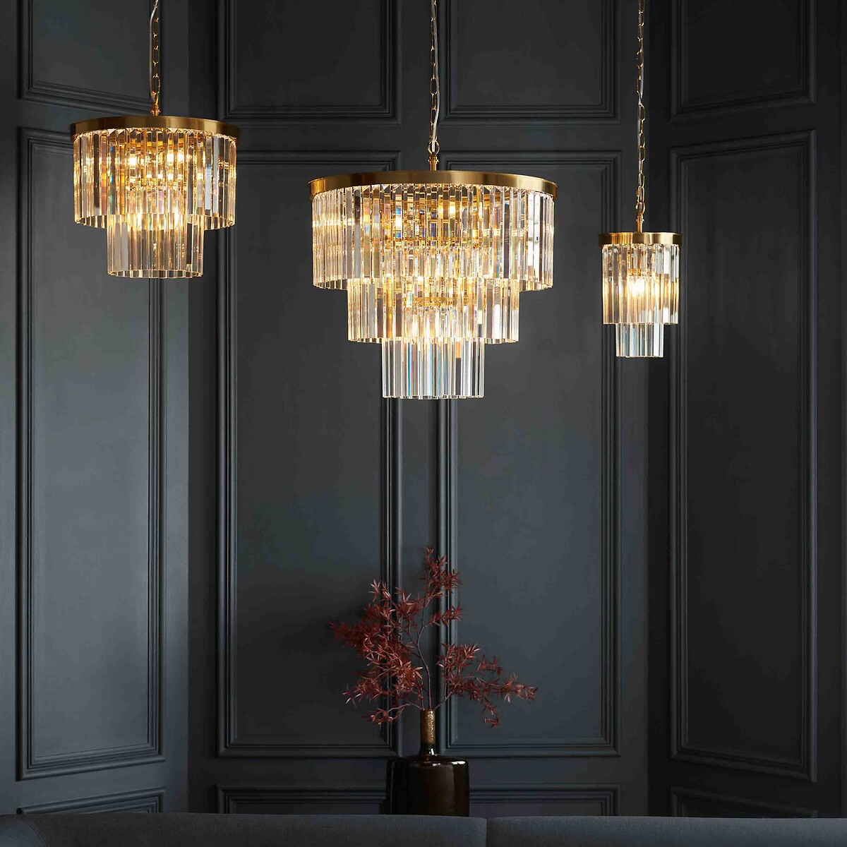 Coma Tiered Glass Pendant Light brass, ÉDITÉ