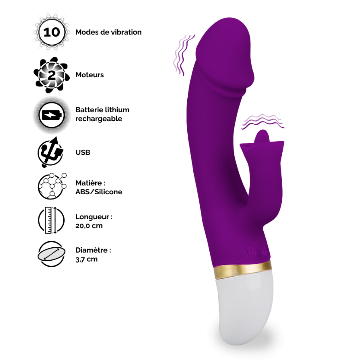 Vibromasseur puissant rabbit Flapa violet, LOVE AND VIBES