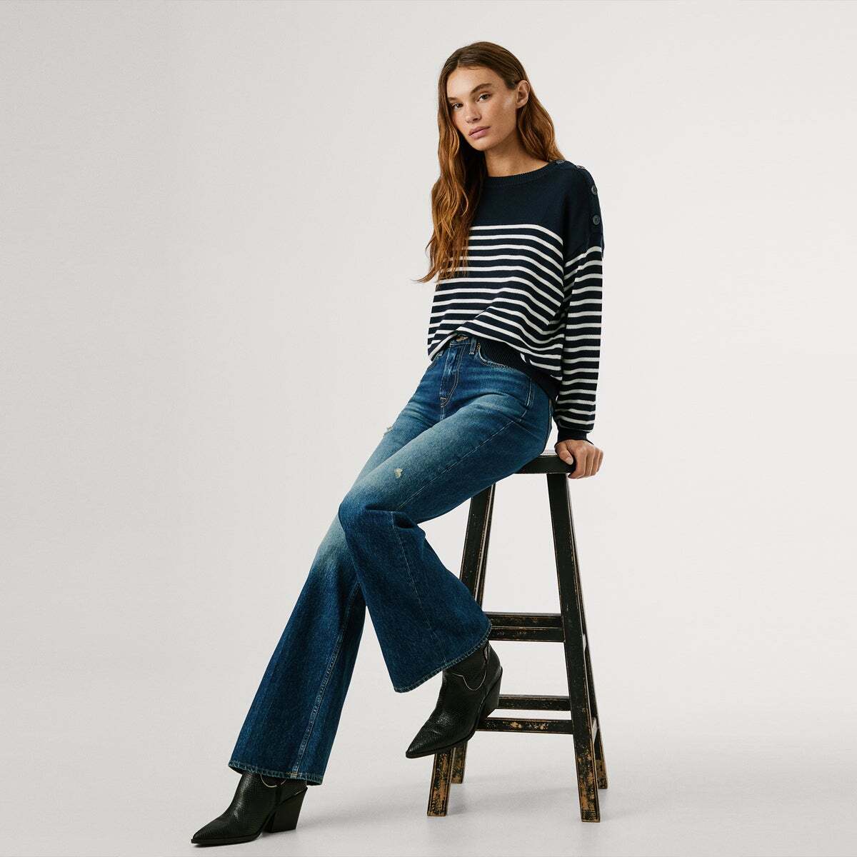 Willa - Jean Coupe Évasée, Taille Haute vintage worn medium tinted, PEPE JEANS