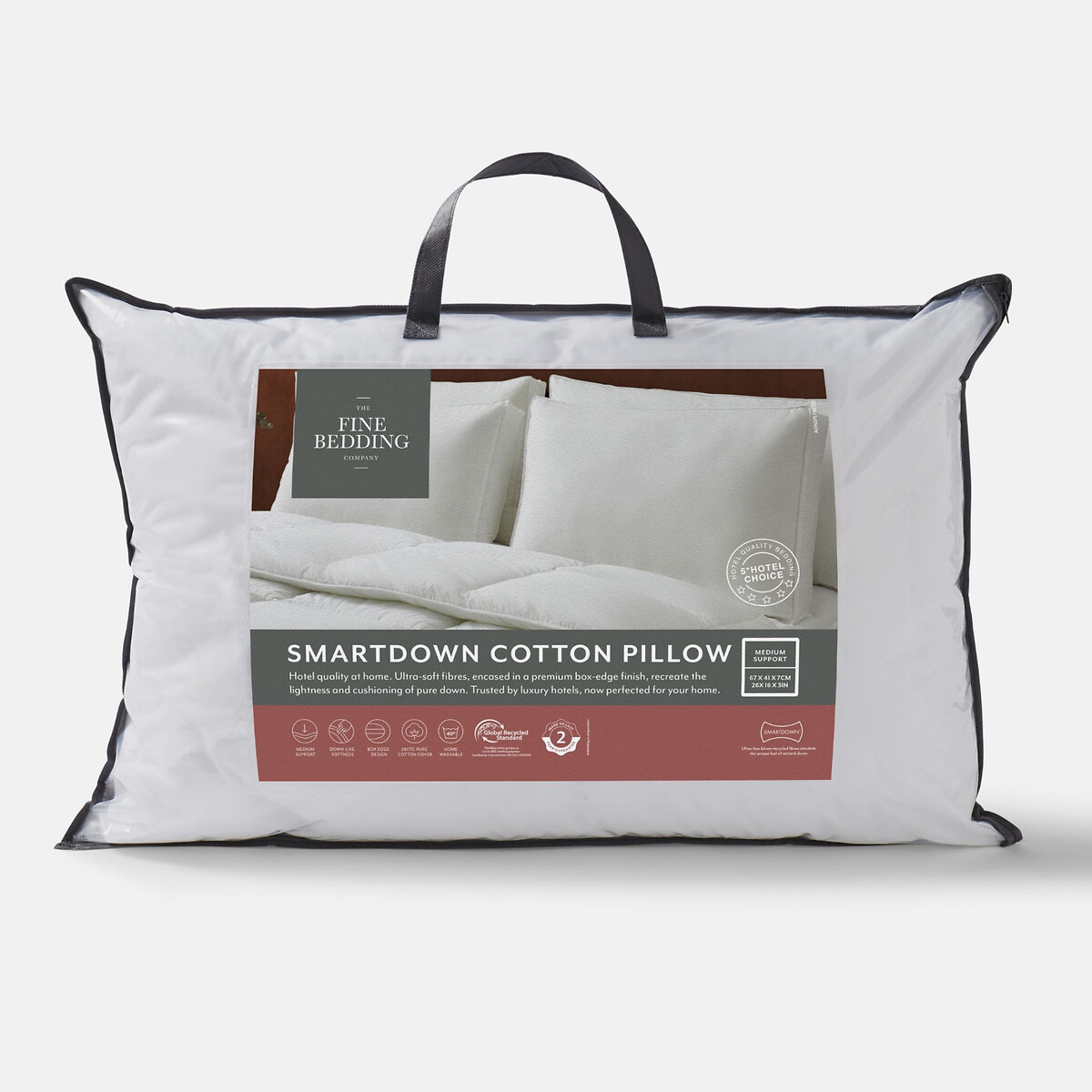 Smartdown Pure Cotton Medium Support Pillow white, THE FINE BEDDING COMPANY