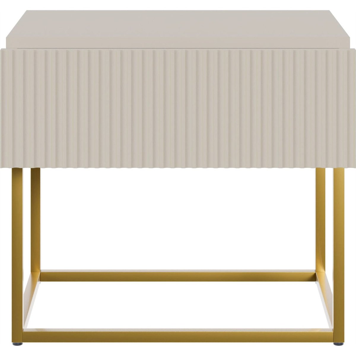 Table de chevet façade rainurée VELDIO beige doré, RECOLLECTION