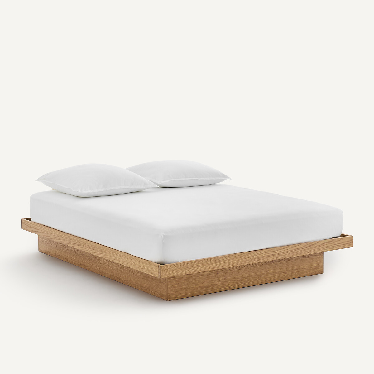 Hibashi Solid Oak and Oak Veneer Adjustable Storage Bed Base natural oak, AM.PM