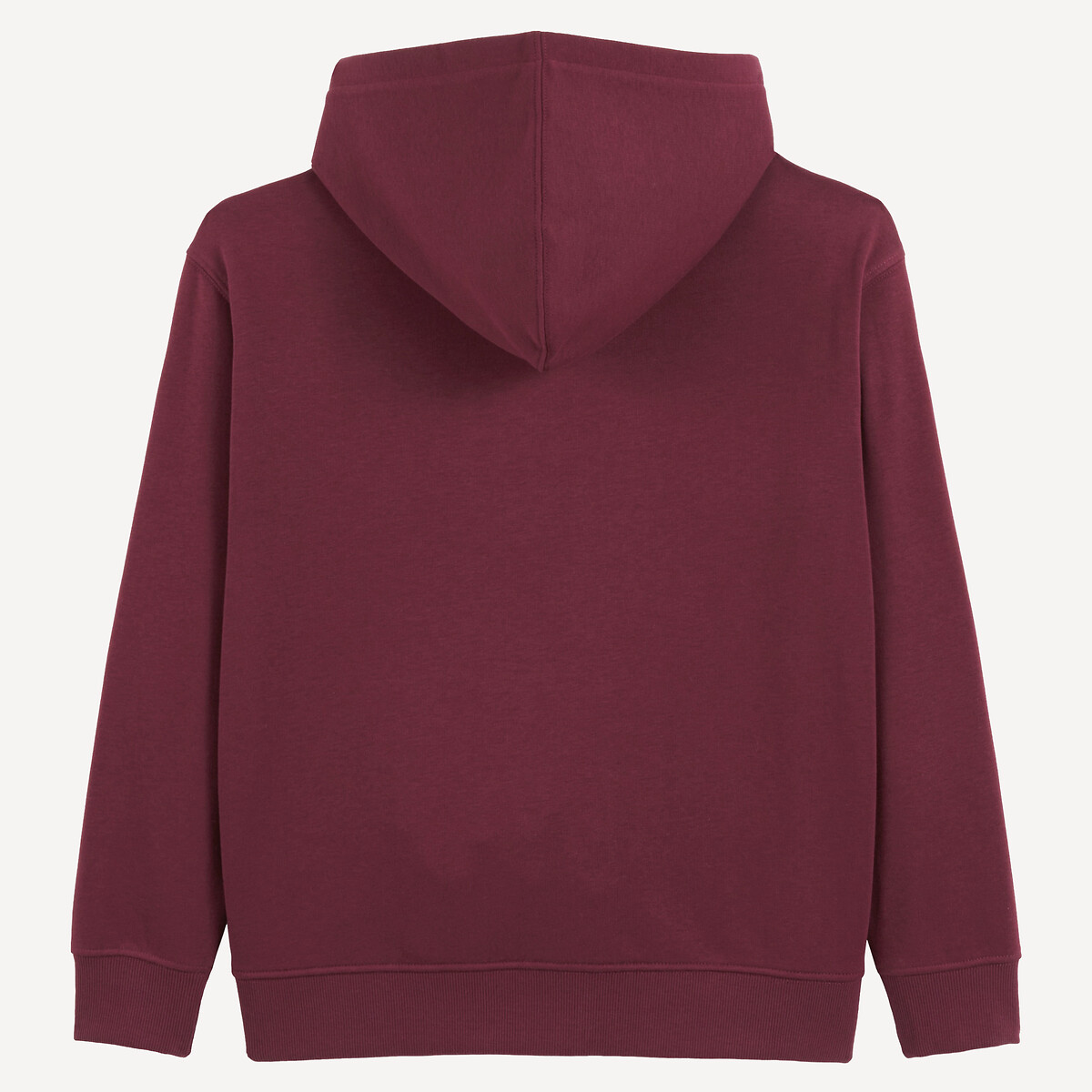 Sudadera de felpa con capucha y cremallera burdeos, LA REDOUTE COLLECTIONS