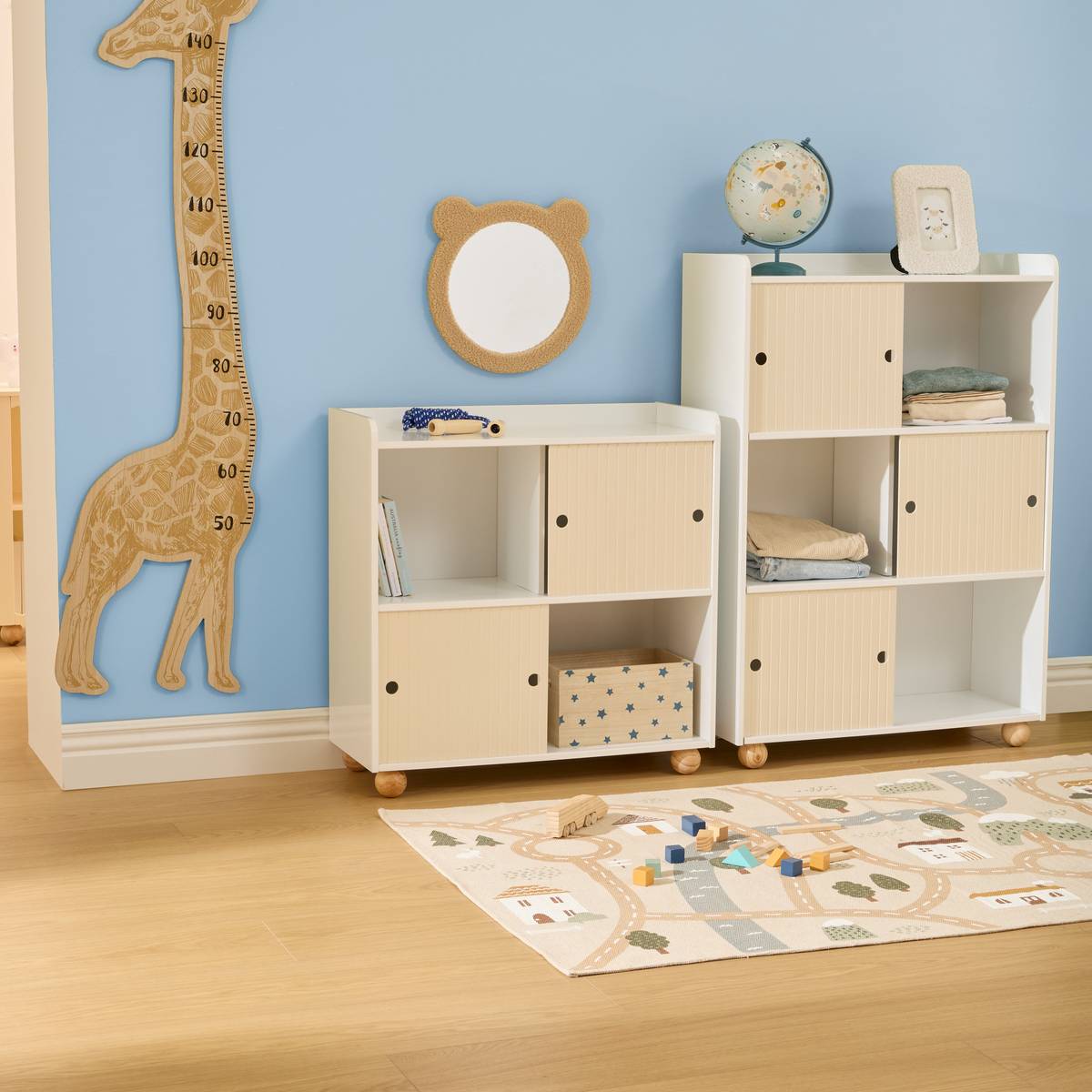 Meuble de rangement enfant 3 portes coulissantes BOULI beige, ATMOSPHERA FOR KIDS