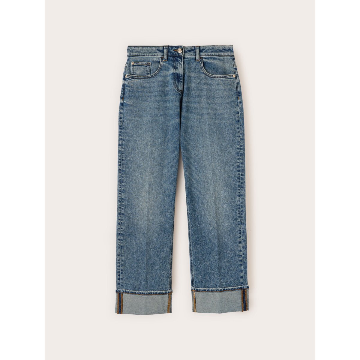 Jean regular avec ourlet replié bleu, MOTIVI