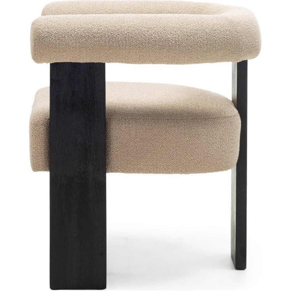 Chaise tapissée collection MARGARET, Bois beige clair, noir et détail doré, RECOLLECTION