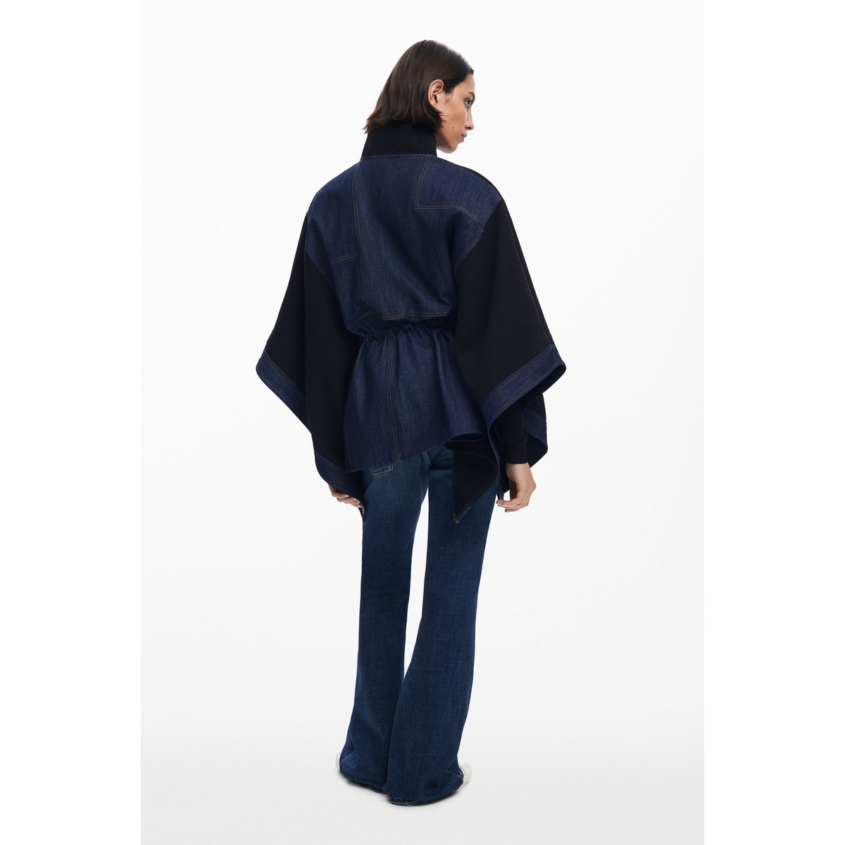 Poncho en denim combiné noir, DESIGUAL
