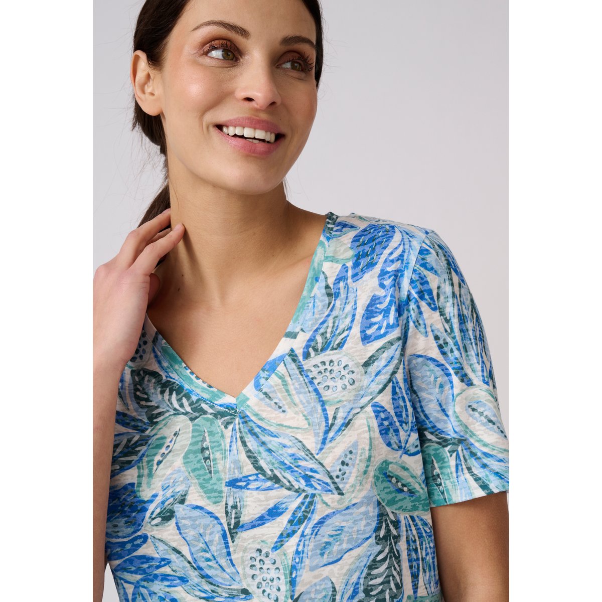 T-shirt en maille dévorée vert tropical, DAMART