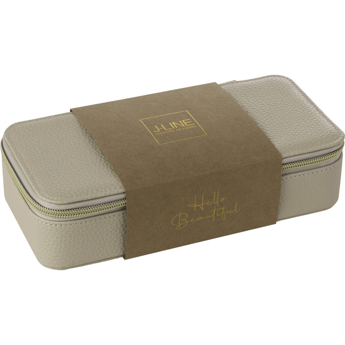 Boîte à bijoux rectangulaire avec miroir beige, RECOLLECTION