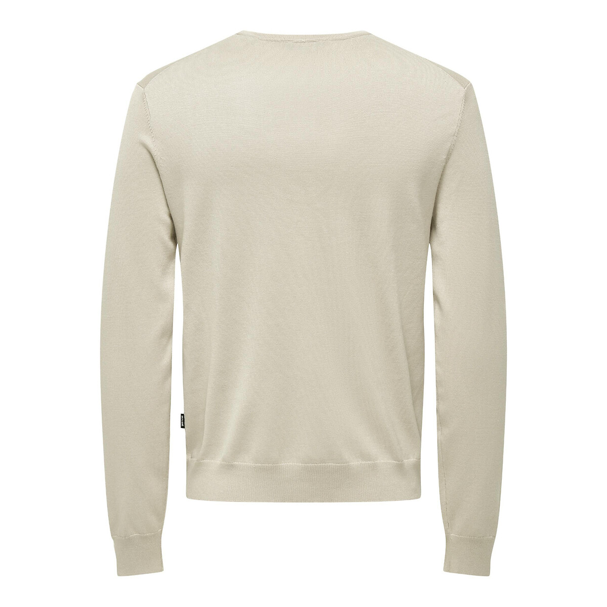 Pull léger col rond droit beige, ONLY & SONS