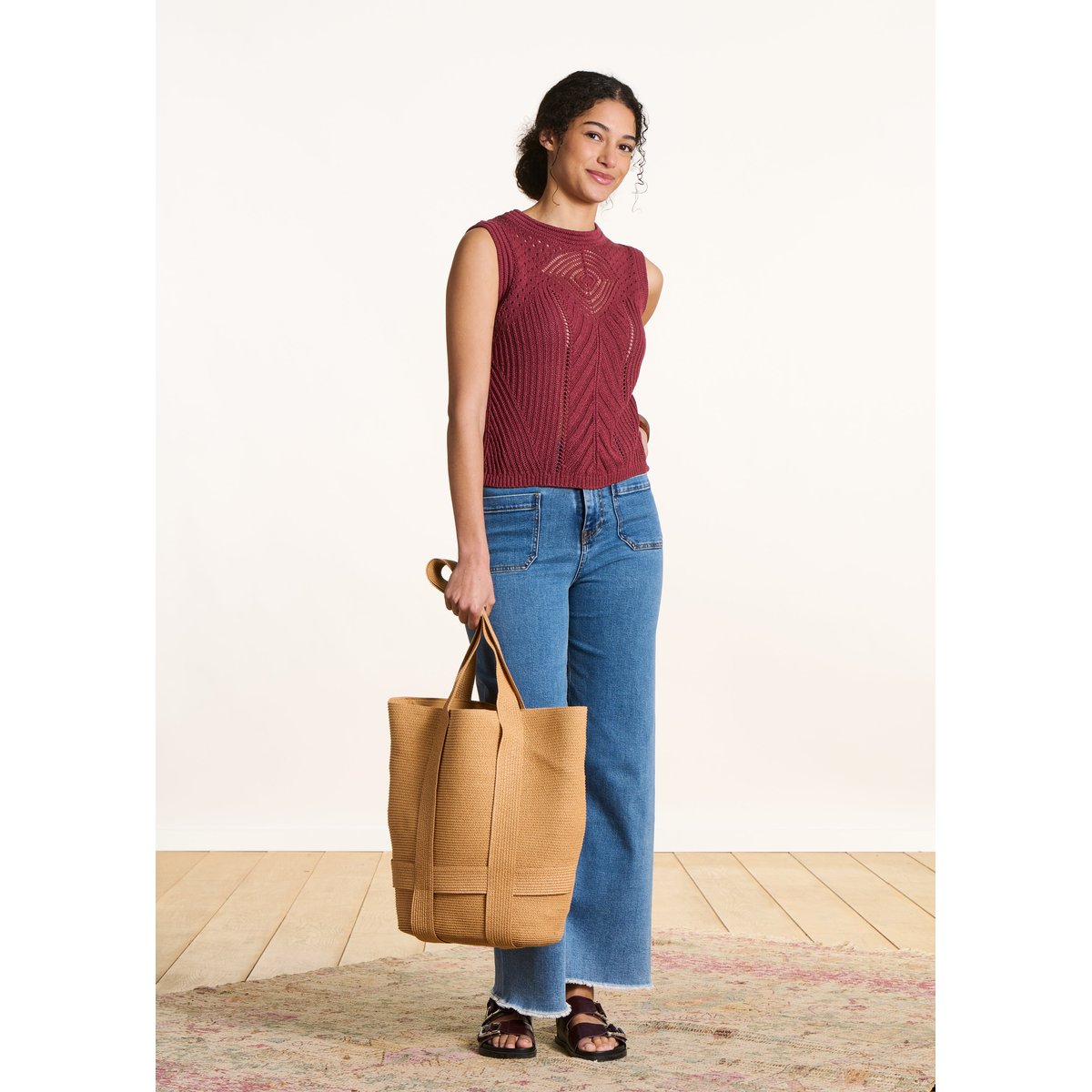 Pull sans manches en crochet mahogany, LA FEE MARABOUTEE