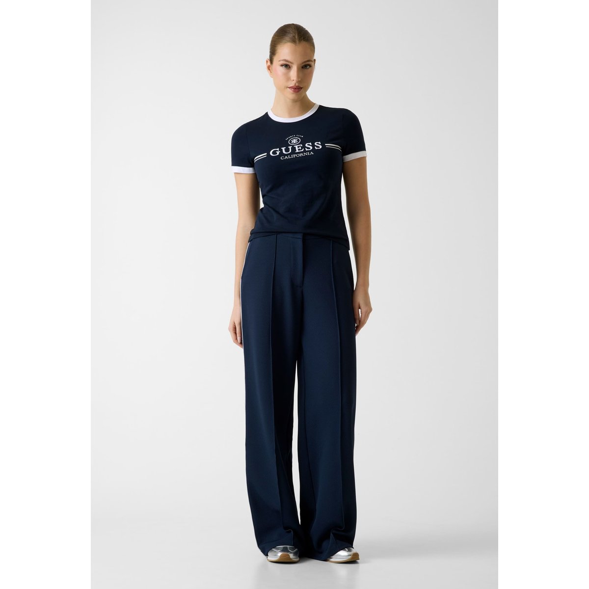 T-Shirt Avec Logo Brodé bleu foncé, GUESS