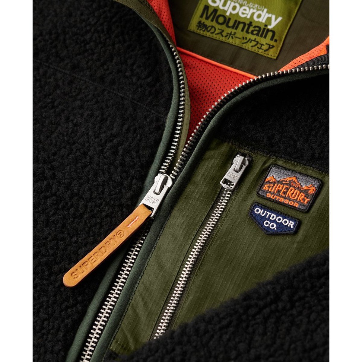 Polaire sherpa zippée avec poche noir, SUPERDRY