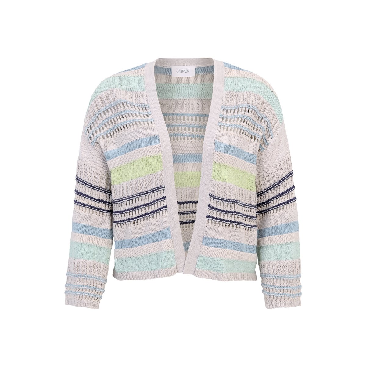 Cardigan en maille à motif colour blocking beige/bleu, CARTOON