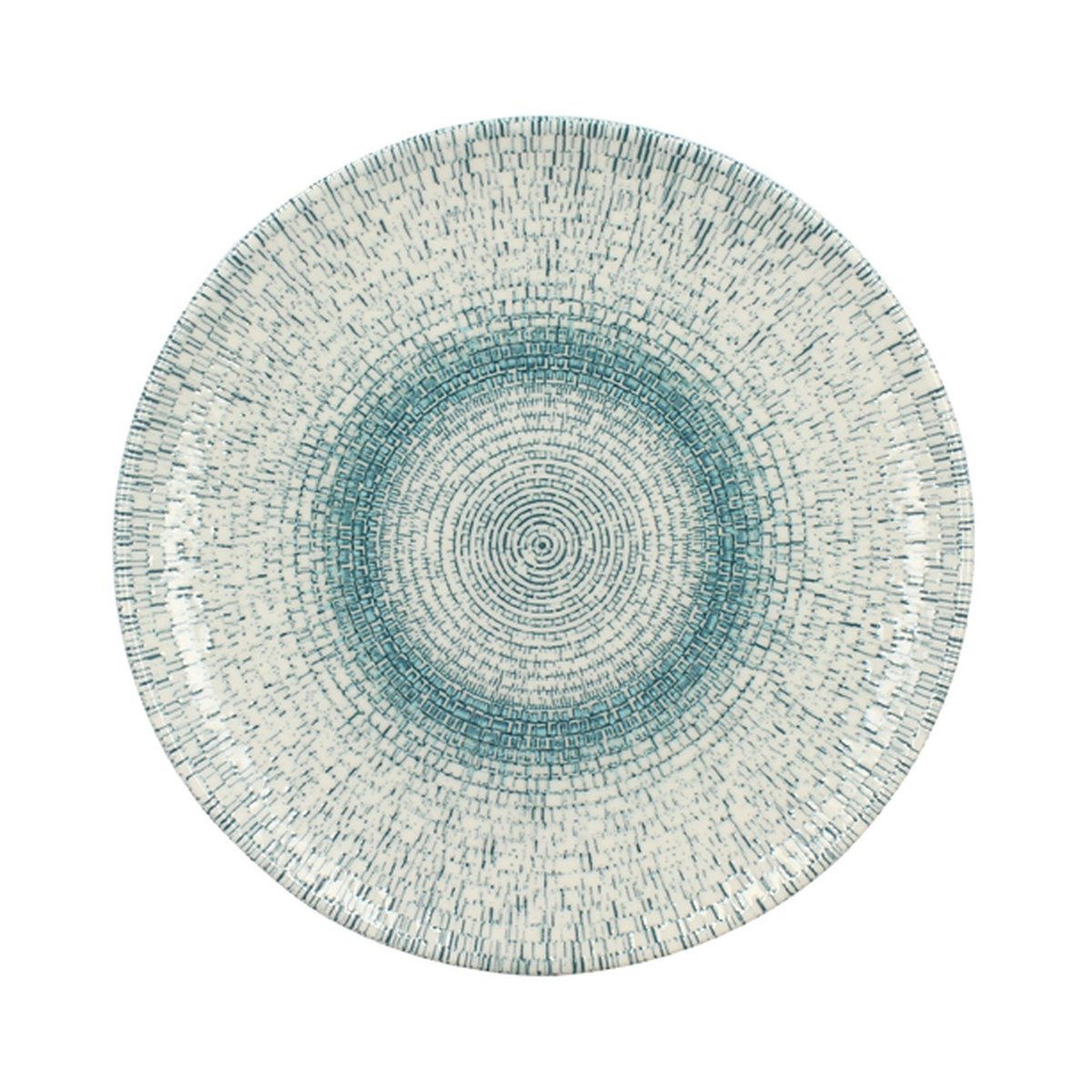 Lot de 6 assiettes plates en porcelaine 27cm, AQUA blanc-bleu, NOVASTYL