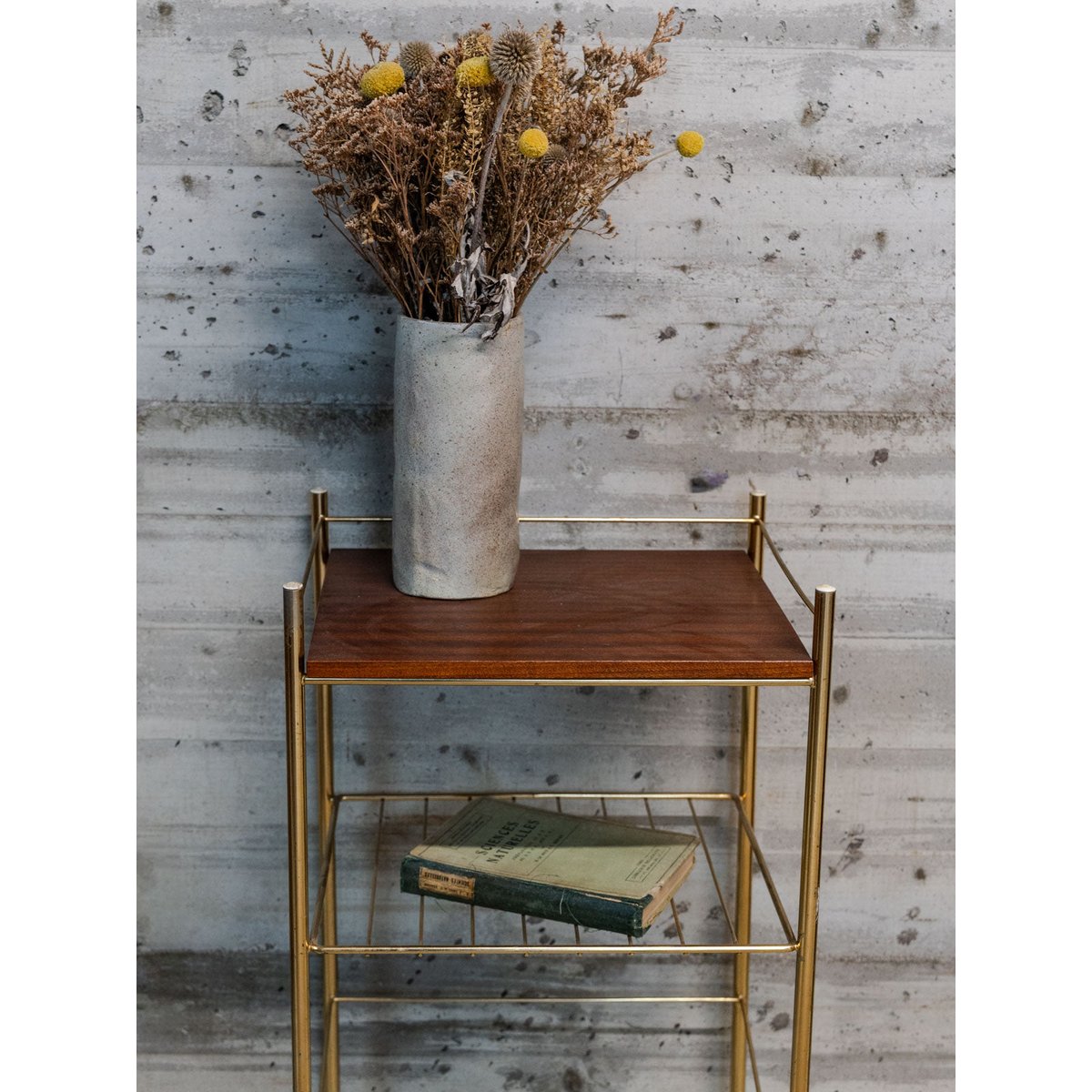 Table d'appoint en bois et métal Hanna N°1346 - Bon état bois foncé, DEBONGOUT