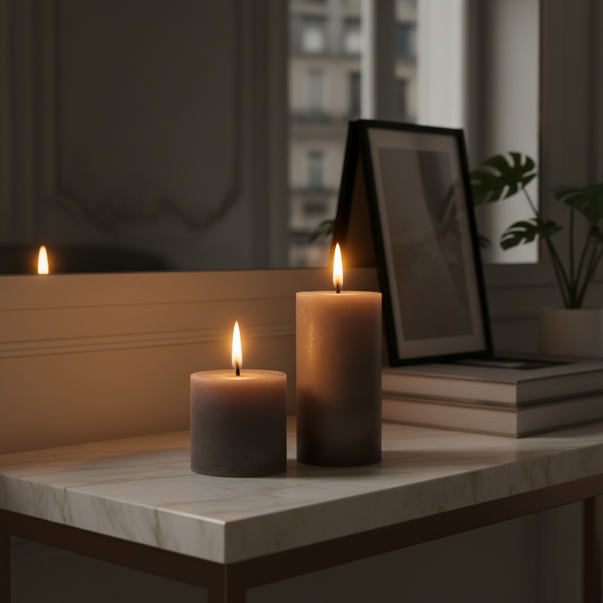 Bougie cylindrique H10 taupe, SIA DECO