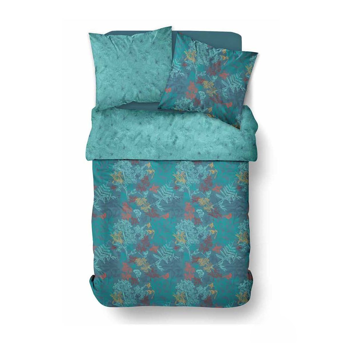 Parure de lit imprimé Floral SUNSHINE CLAUDIA bleu, TODAY