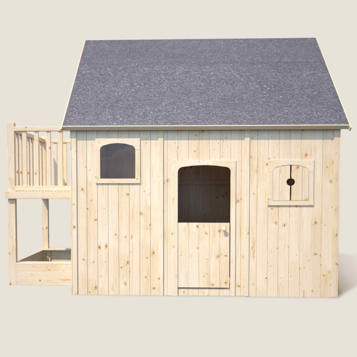 Cabane en bois sur pilotis avec mezzanine et bac à sable DUPLEX marron, SOULET