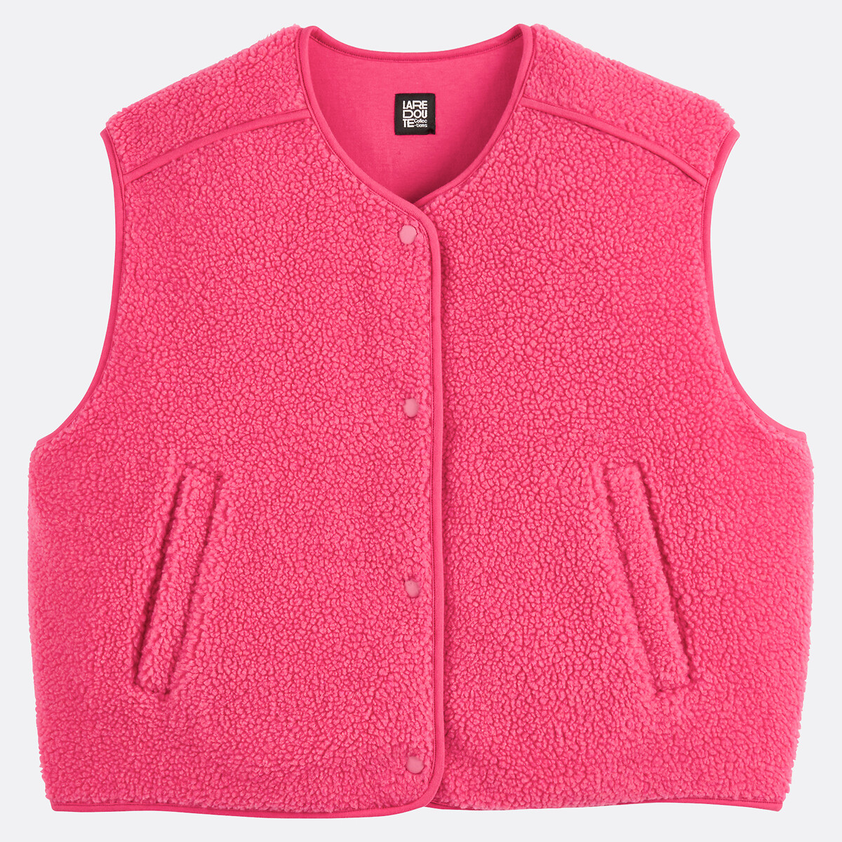 Gilet oversize en sherpa, sans manches rose, LA REDOUTE COLLECTIONS