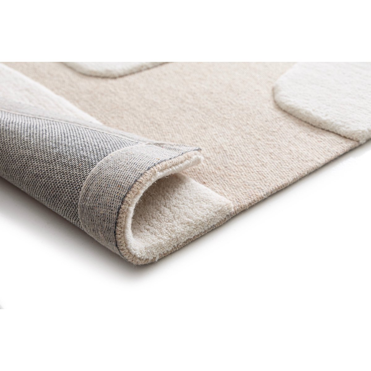 Tapis en laine à relief géométrique USONIA beige sable, AFK LIVING