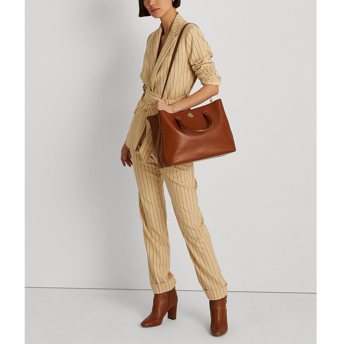 Sac à main en cuir marron, LAUREN RALPH LAUREN