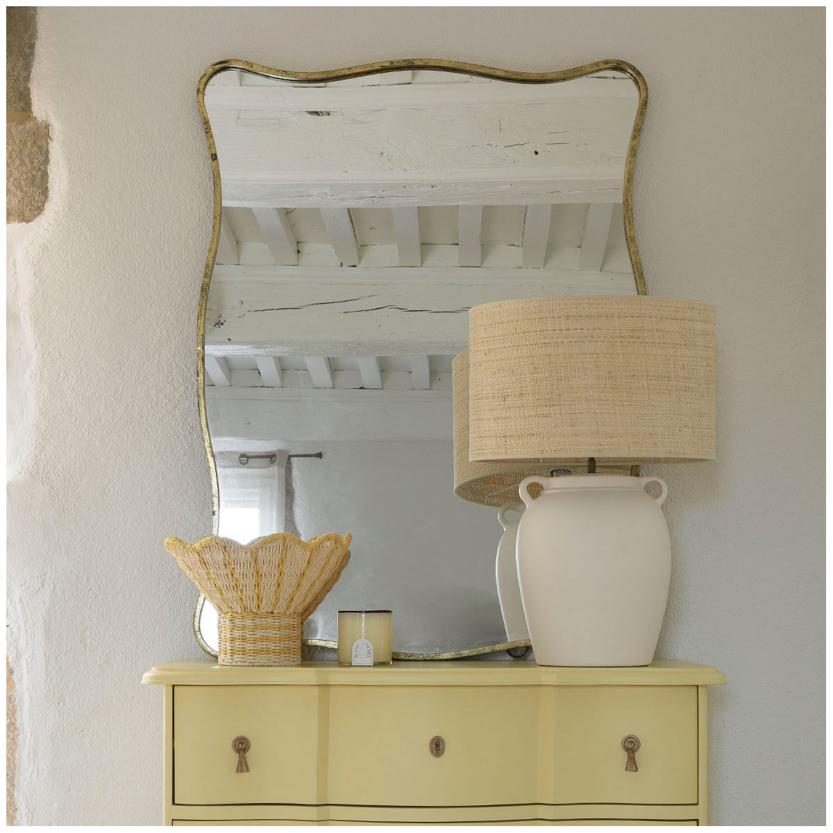 Pied de lampe AMPHORE céramique blanc, BLANC D’IVOIRE