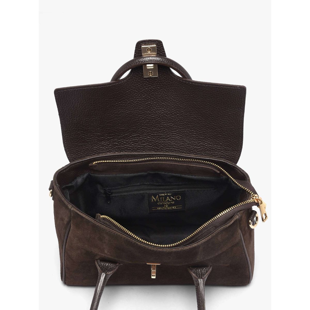 Sac porté épaule Velvet caviar cuir testa moro, MILANO